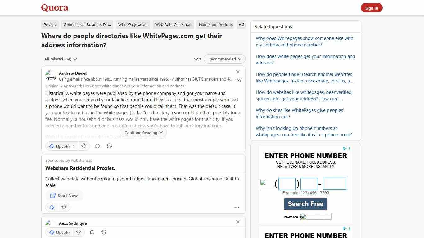Where do people directories like WhitePages.com get their address information? - Quora